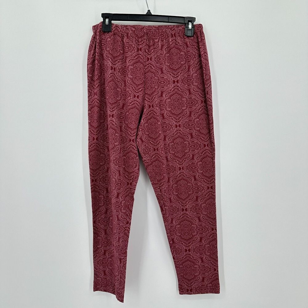 Woman Within Leggings Womens Large Petite Pink Paisley‎ Floral Mid Rise Boho